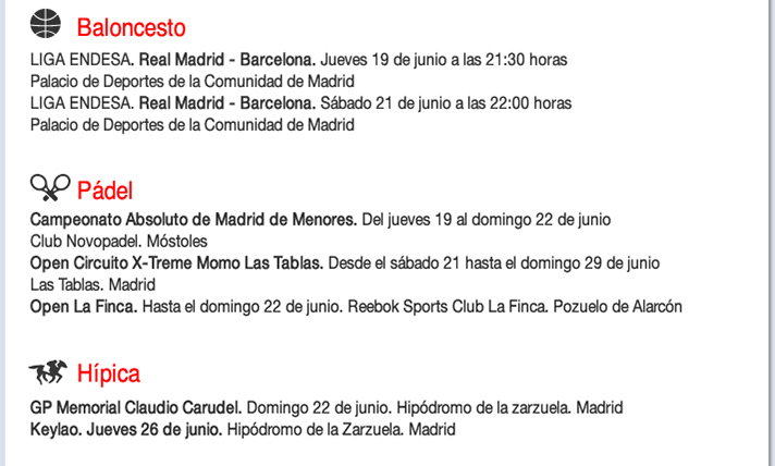 Agenda deportiva