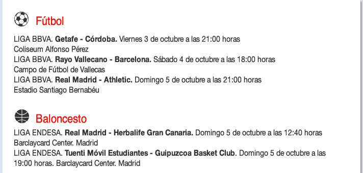 Agenda deportiva