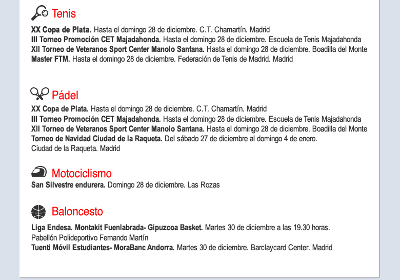 Agenda deportiva