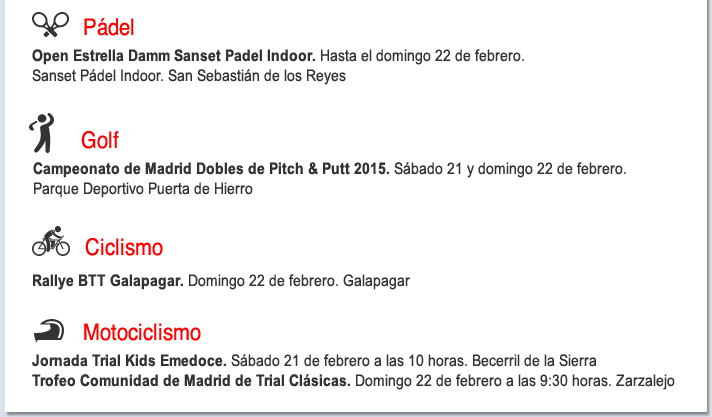 Agenda deportiva