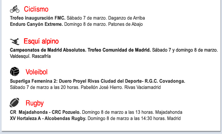 Agenda deportiva