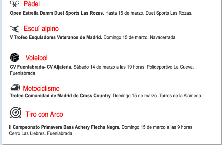 Agenda deportiva