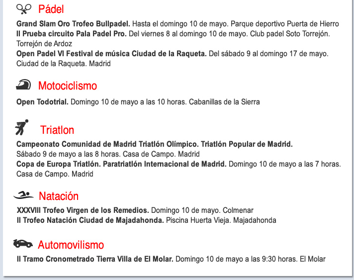 Agenda deportiva