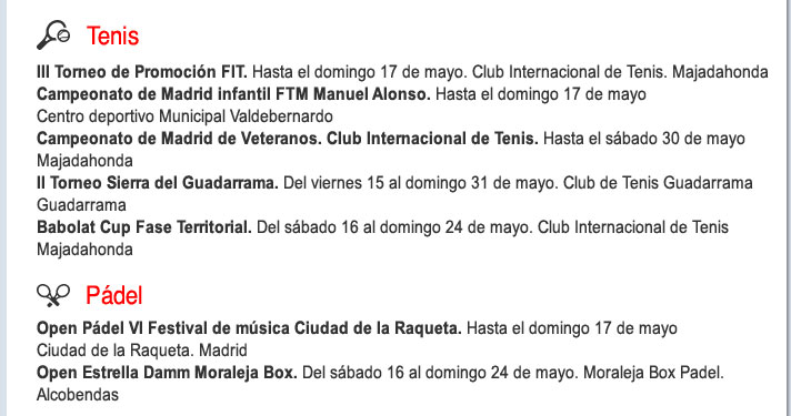 Agenda deportiva