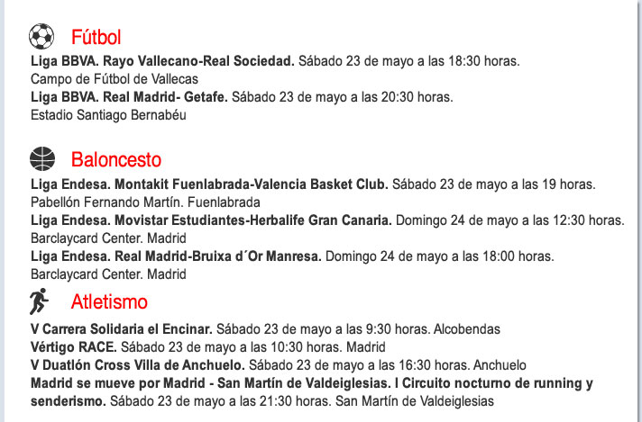 Agenda deportiva