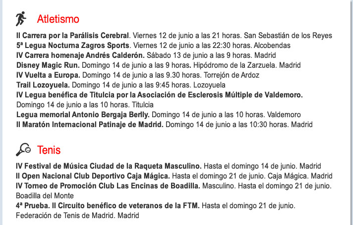 Agenda deportiva