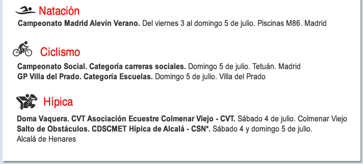 Agenda deportiva