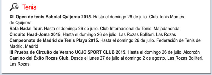 Agenda deportiva