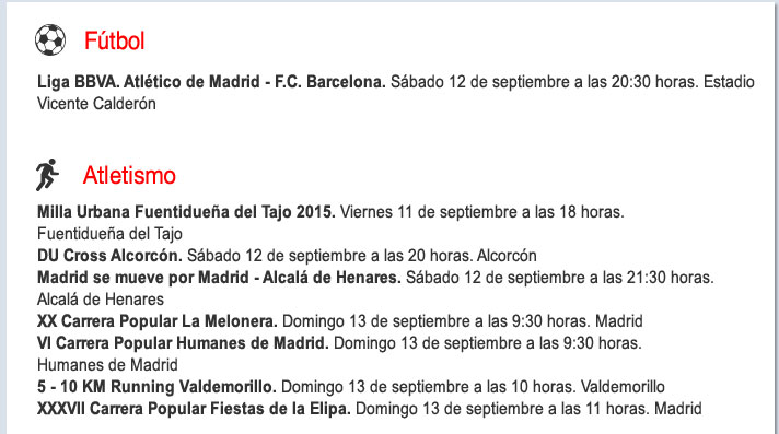 Agenda deportiva