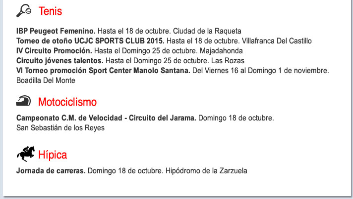 Agenda deportiva