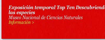 Exposición temporal Top Ten Descubriendo las especies