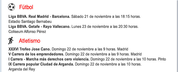 Agenda deportiva