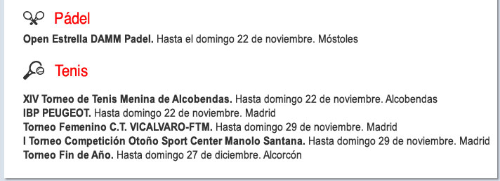 Agenda deportiva