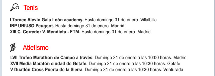 Agenda deportiva