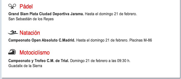 Agenda deportiva