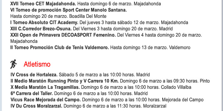 Agenda deportiva