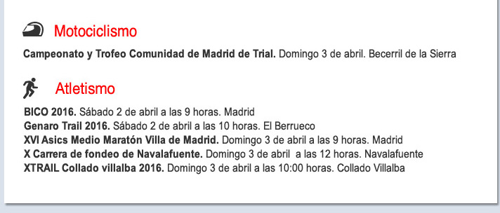 Agenda deportiva