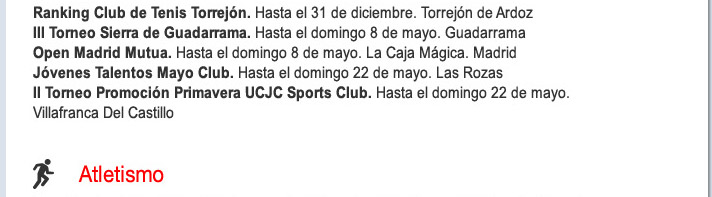 Agenda deportiva